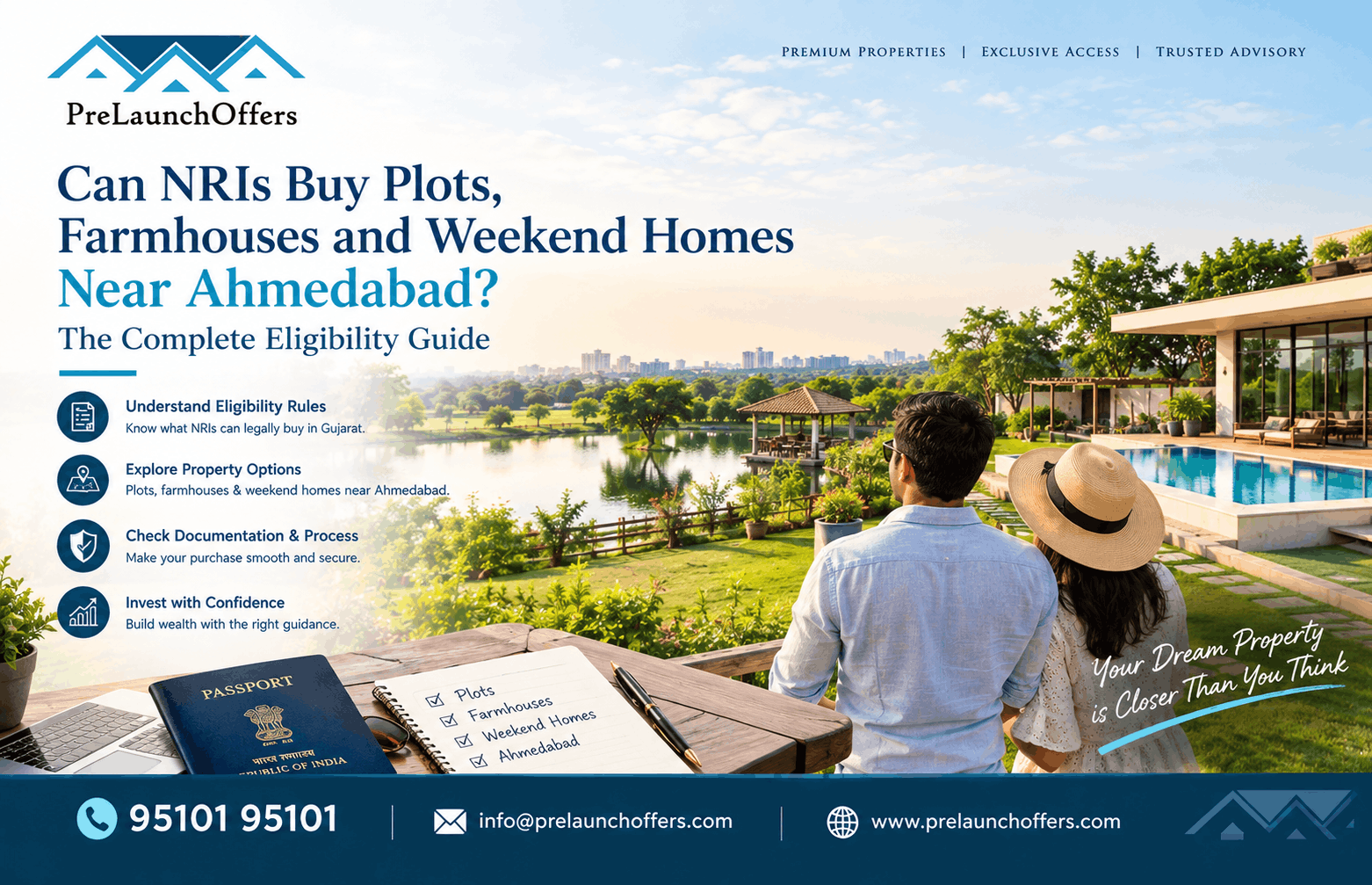 Can NRIs Buy Plots, Farmhouses & Weekend Homes Near Ahmedabad? Eligibility Guide